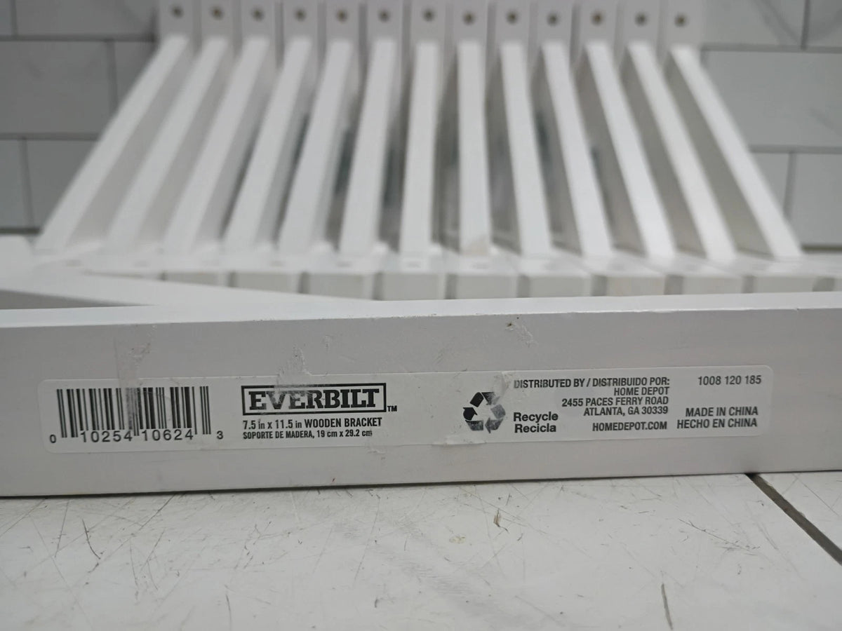 (14 Pack) Everbilt 11.5 in. x 7.5 in. Wooden Bracket White Open Box