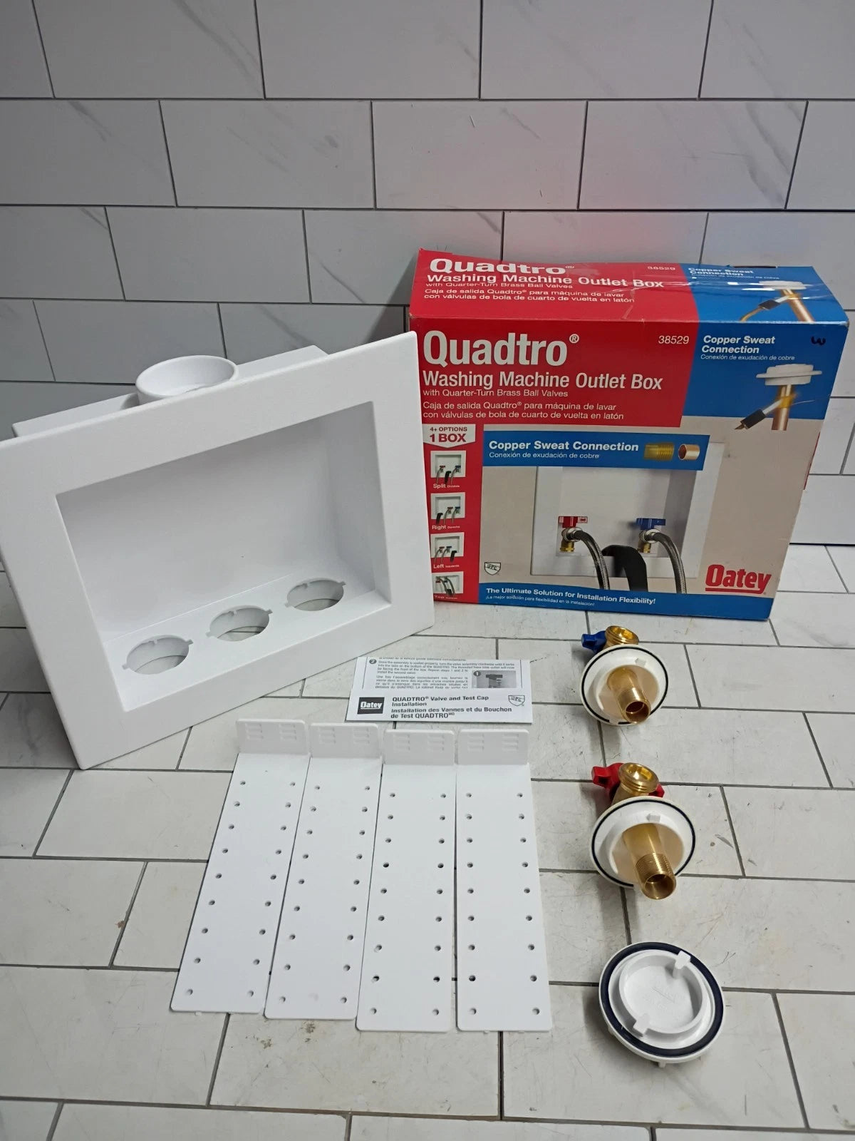 Oatey 38529 Washing Machine Center Drain Outlet Box With Valves Open Box..