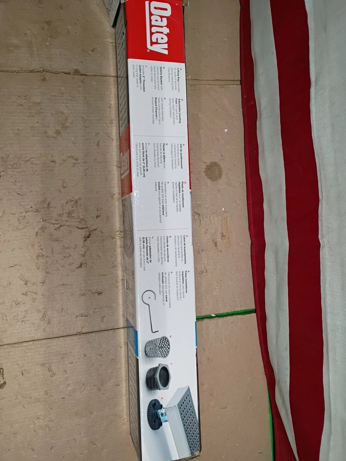 Oatey Designline 24 in Stainless Steel. Linear Shower Drain. with Square Pattern
