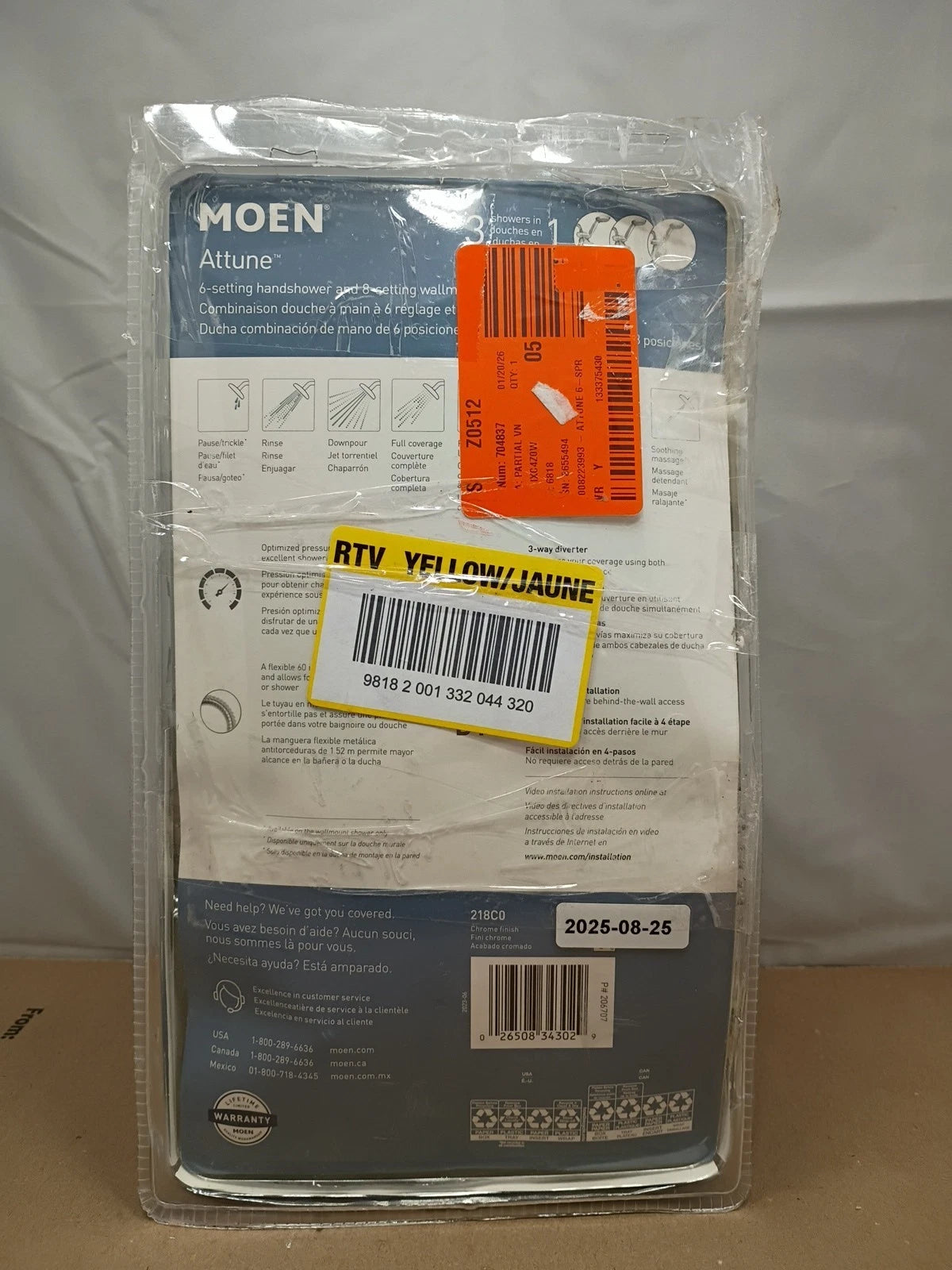 Moen 218C0 6-Mode Attune Hand Held Shower Head in Polished Chrome