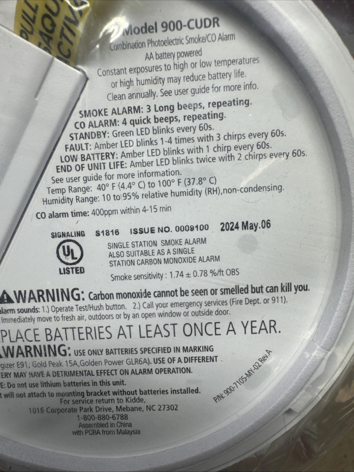 (3) Kidde Code One AA Battery Power Smoke and Carbon Monoxide Detector 900-CUDR