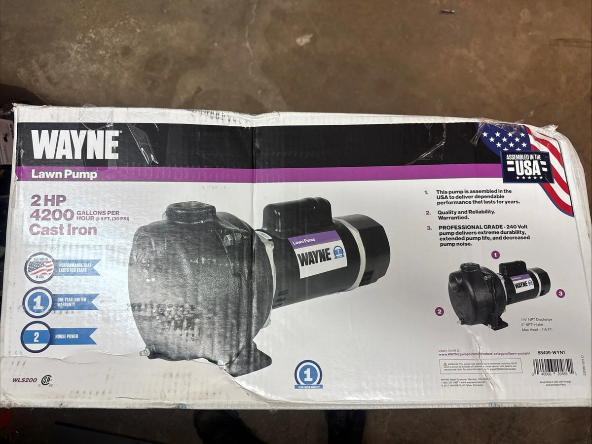 Wayne 58409-WYN1, 2 HP Permanent Lawn Irrigation Sprinkler Pump Open Box