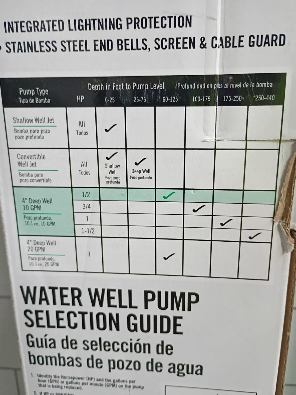 EVERBILT HDSUB5-102 1/2HP Deep Well Pump 4" 130' Submersible 2 Wire 10 GPM