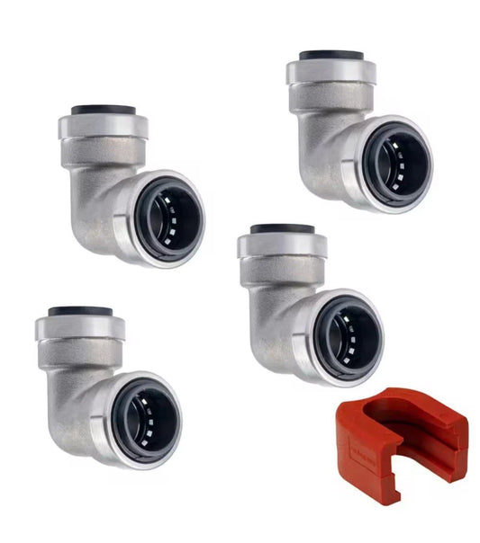 4PK QUICKFITTING 1/2 in. Stainless Steel 90-Degree Push-to-Connect Elbow Fitting