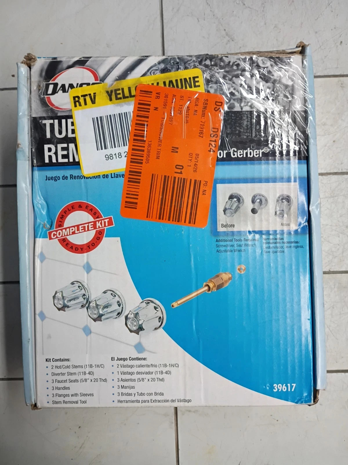 Gerber Tub/Shower 3-Handle Remodeling Kit in Chrome,., OPEN BOX