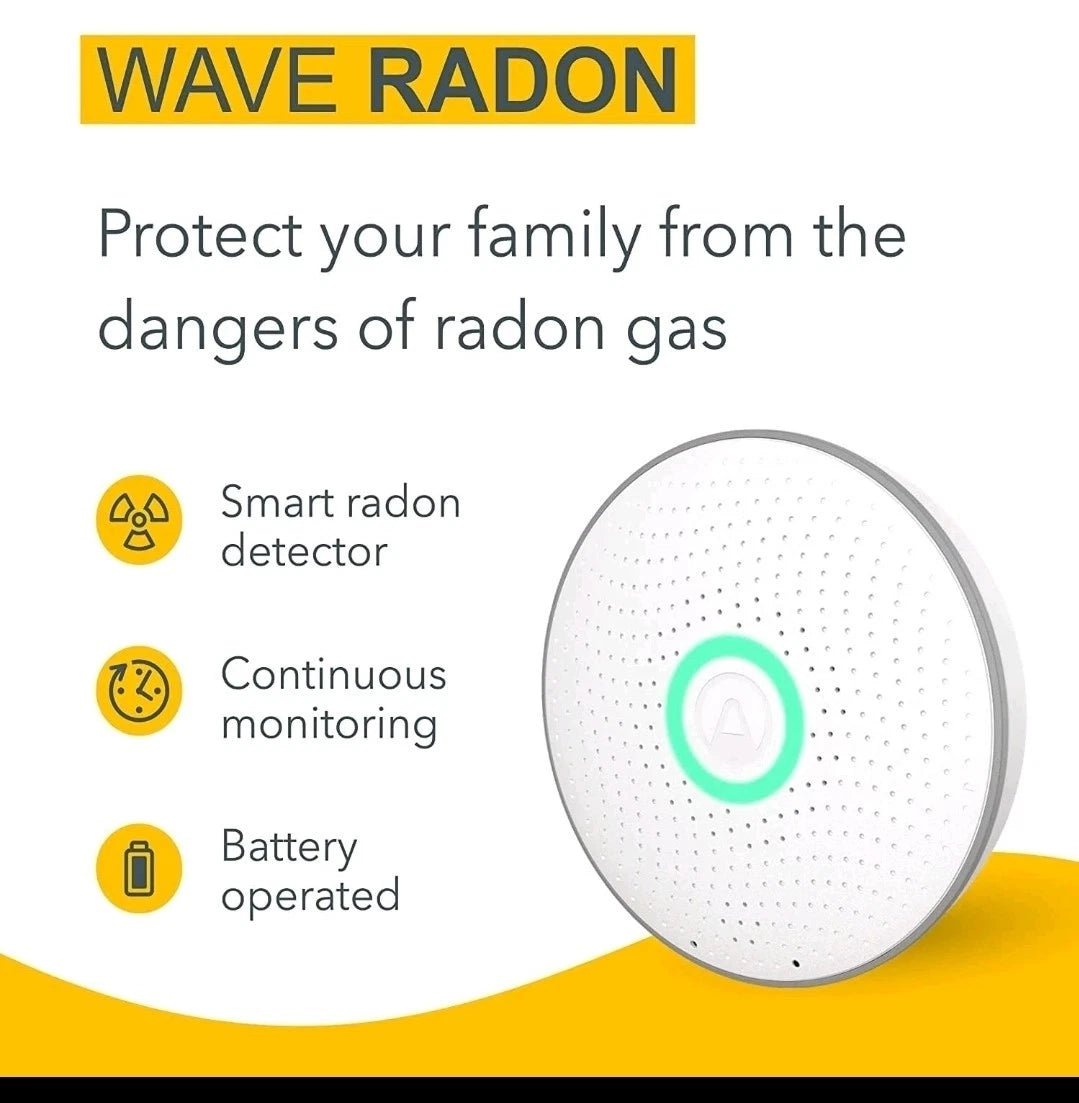 Airthings 2950 Wave Radon Detector with Humidity & Temp Sensor, Battery Free App