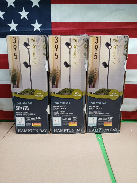 LOT Of 3 960 Lumen Low Voltage Black LED Outdoor Spotlight with 2 Adjustable
