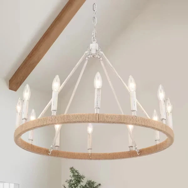 LWYTJO Calvin 12 Light White Candle Style Farmhouse Dimmable 27.5 Inches