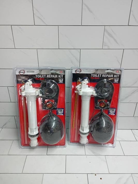 2pk Toilet Repair Kit 80816 Universal Fill Valve Flapper, Float Rod, New Sealed