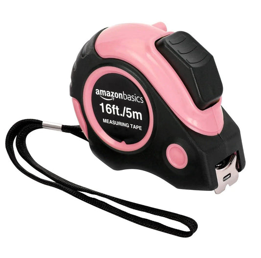 Retractable Tape Measure with Push Button, Easy to Use, 16 Feet, Pink
