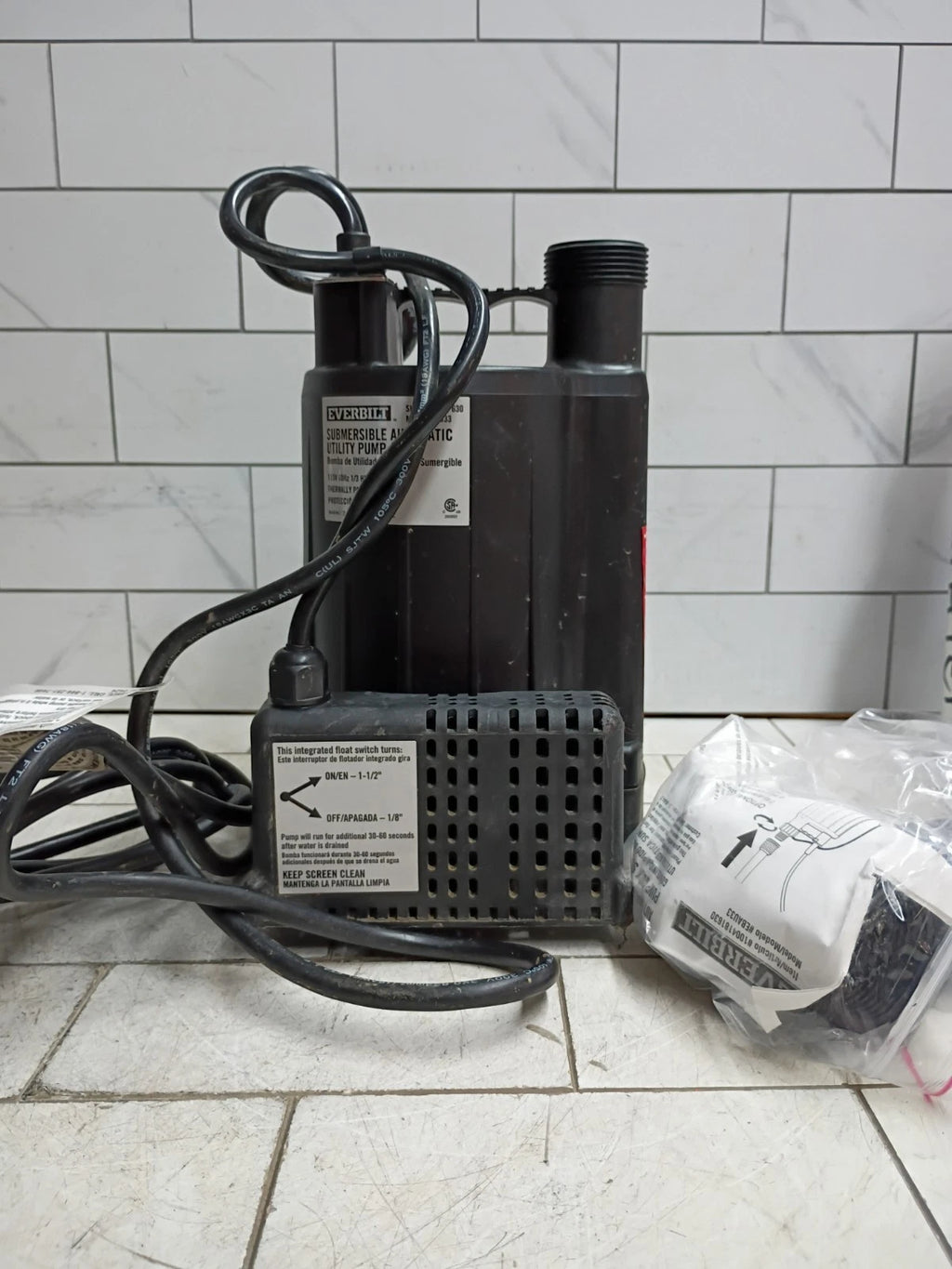 Everbilt HDSP33W 1/3 HP Corrosion Resistant Aluminum Sump Pump Tether Switch