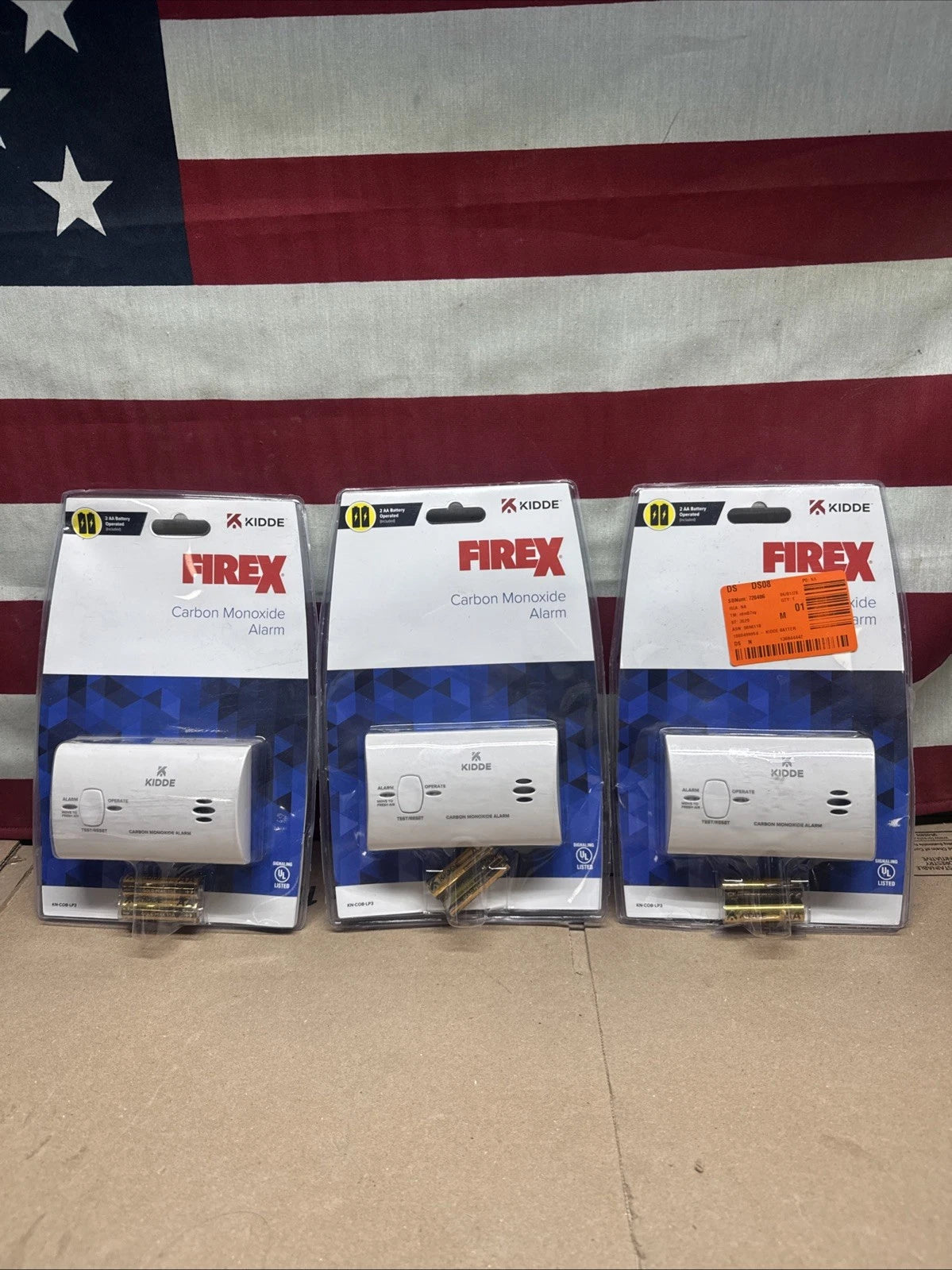 3 pack Kidde Firex Carbon Monoxide Detector, Battery Operated, KN-COB-LP3