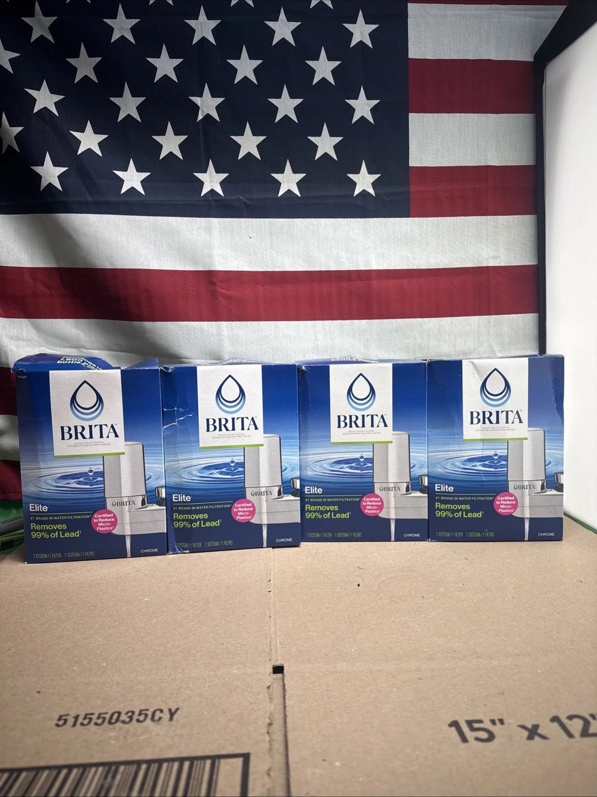 LOT OF 4 BRITA Water Faucet Filtration System Chrome Filters Chlorine & Lead