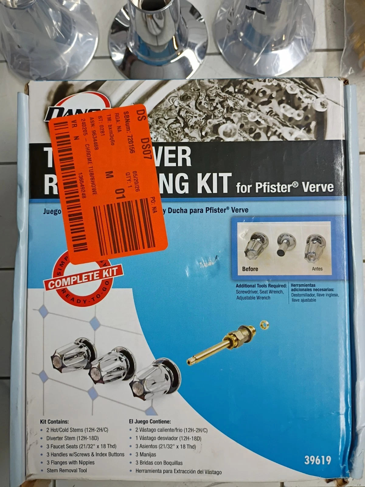 Danco 39619 Tub/Shower Remodeling Kit for Pfister Verve CHROME NEW Open Box.