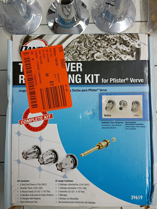 Danco 39619 Tub/Shower Remodeling Kit for Pfister Verve CHROME NEW Open Box.