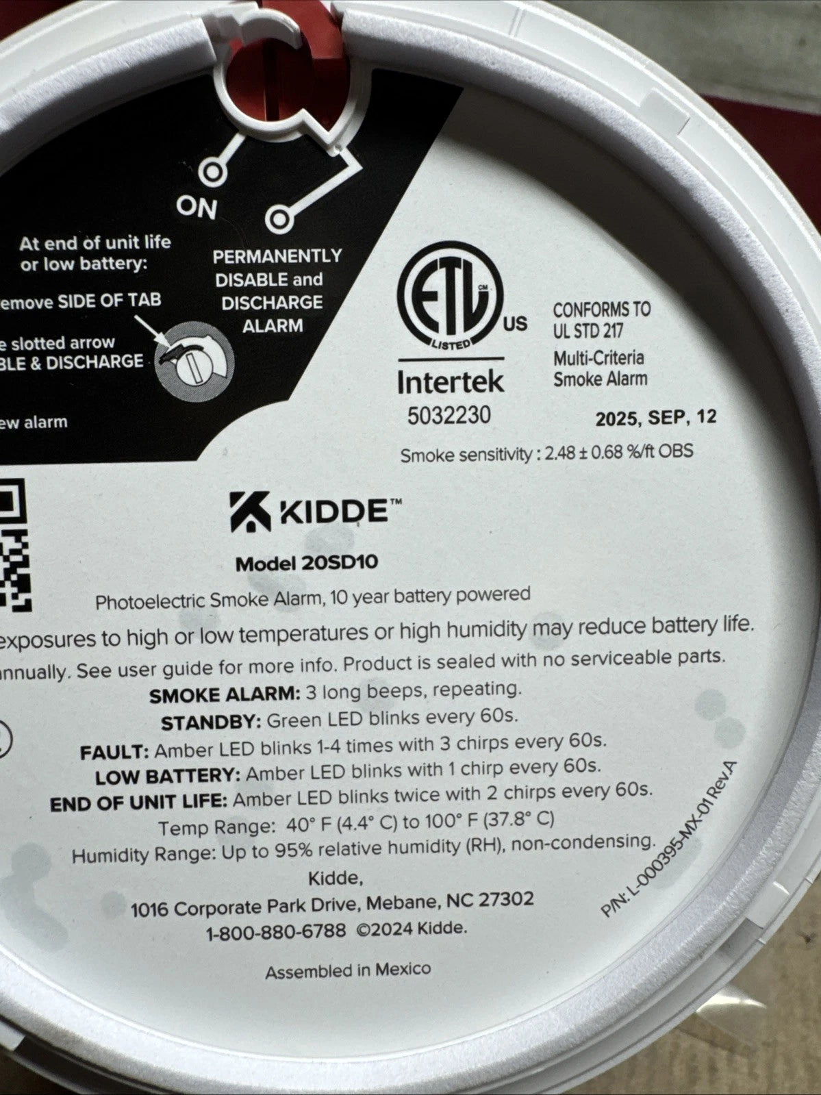 Kidde 20SD10 10-Year Battery PoweredDetect Smoke Alarm w/PhotoelectricSensor