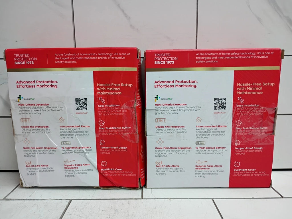 (2 Pack) USI/SM/HW10YR 2-IN-1 Smoke & Fire Alarm Hardwired + 10 Yr Battery OB