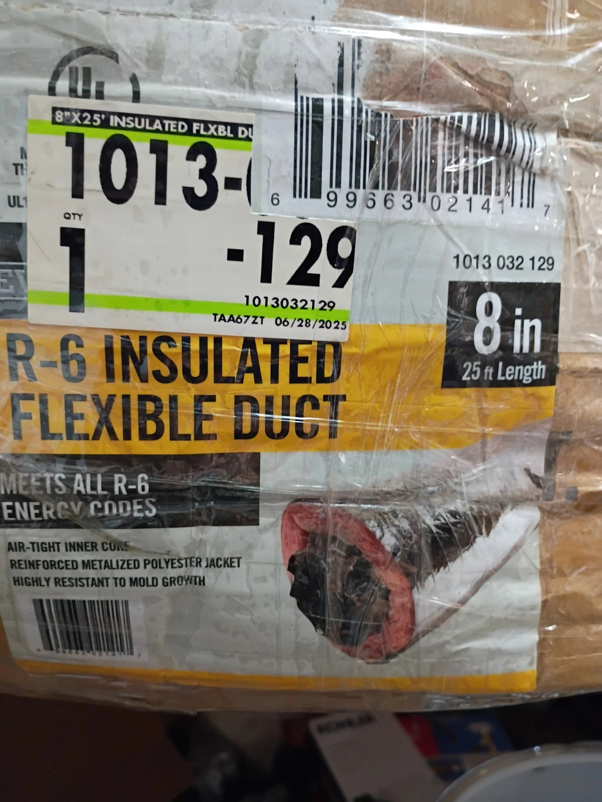 Everbilt 8 in x 25 ft R6 Insulated Flexible HVAC Duct Silver Jacket OPEN BOX