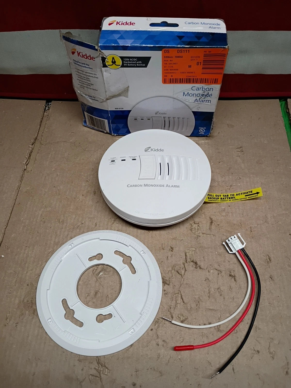 2-Pack | Carbon Monoxide Alarm, Kidde 120V Direct Wire Battery Backup 900-0120