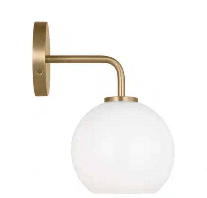 Orley 6.25 in. 1-Light Satin Brass Bathroom Vanity Light Clear Glass Shade OB