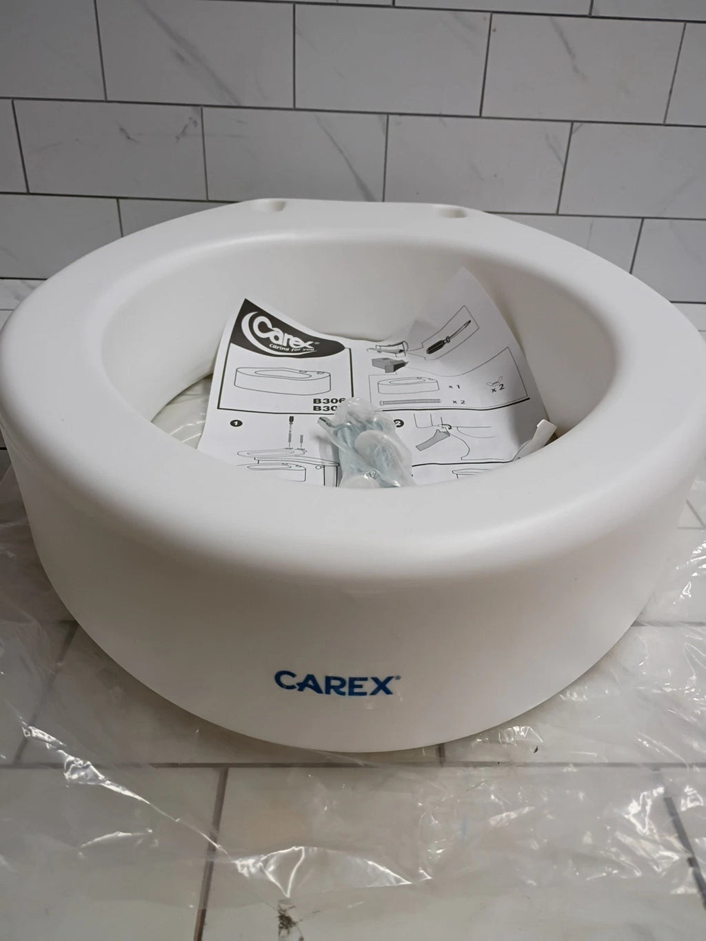 Carex Toilet Seat Riser, Elongated Raised Toilet Seat Adds 3.5 inches Open Box