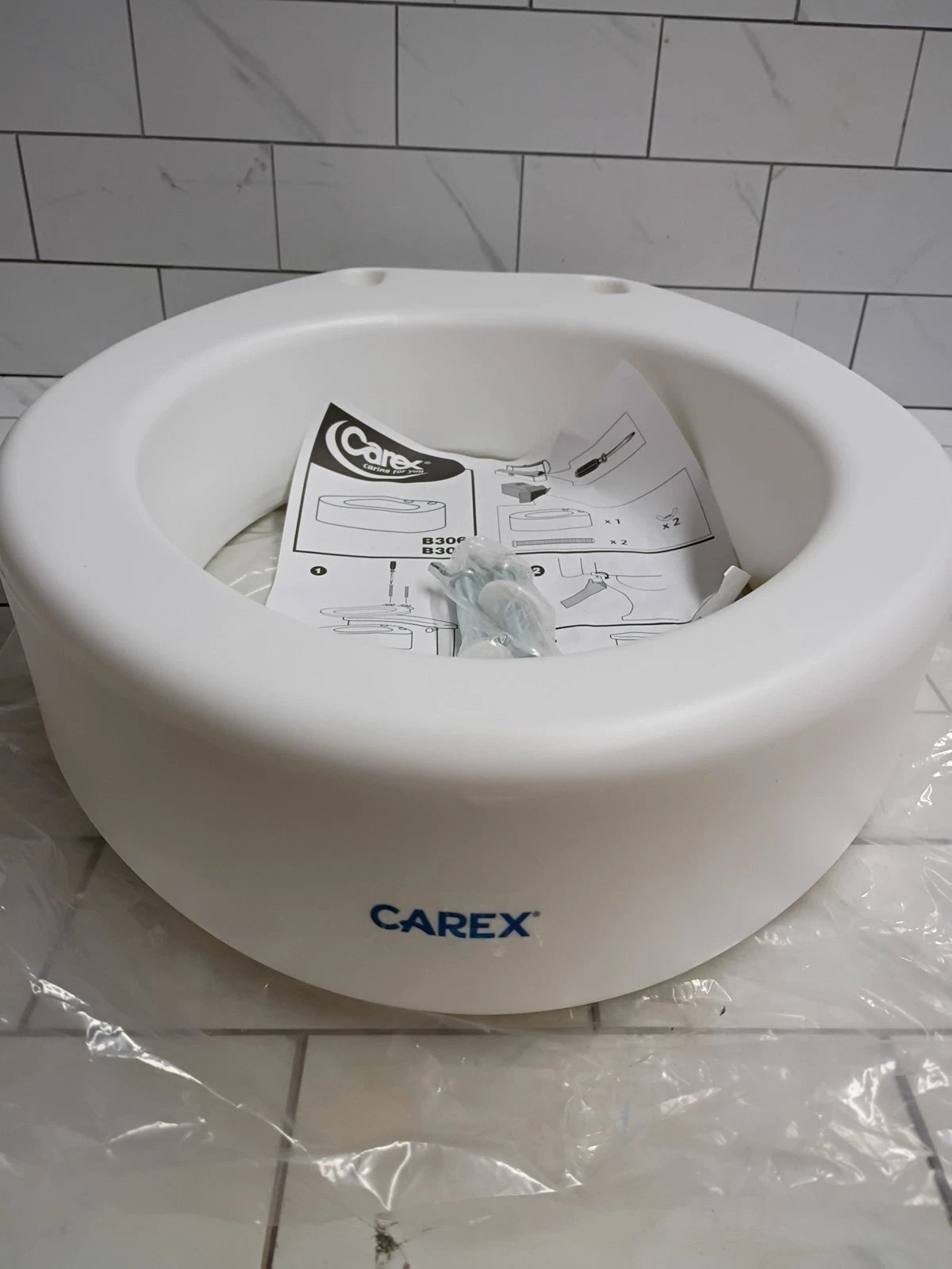 Carex Toilet Seat Riser, Elongated Raised Toilet Seat Adds 3.5 inches Open Box