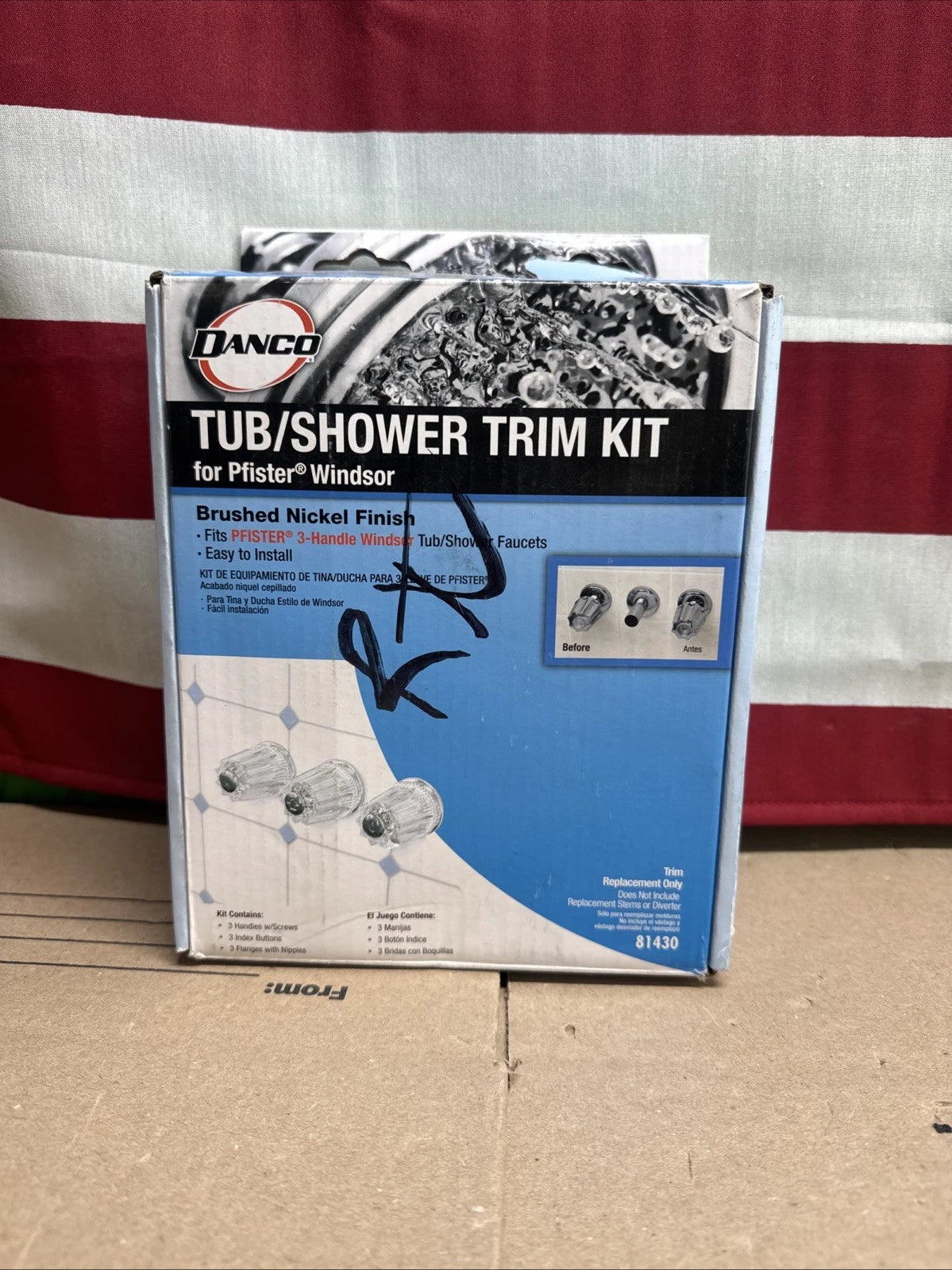 Danco 81430 Pfister Windsor Tub / Shower Trim Kit, Brushed Nickel NEW OPEN BOX