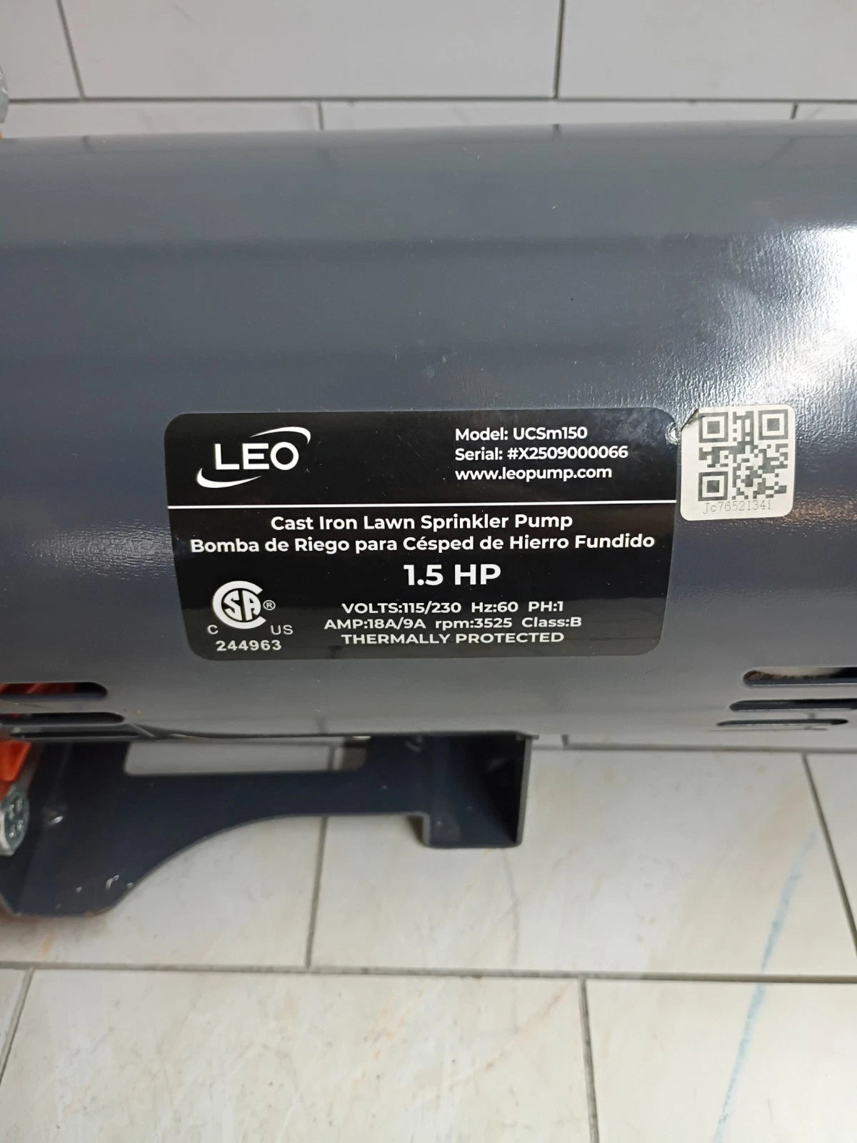 Leo 1-1/2hp Lawn Sparkler Pump Model Ucsm150 New Open Box.