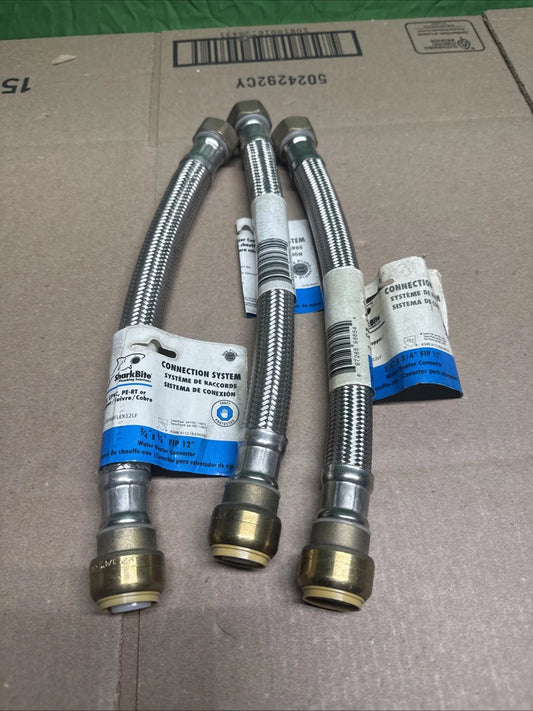 3PK SharkBite PLUMBING SOLUTIONS # U3088FLEX12LF (3/4" X 3/4" FIP 12") WATER