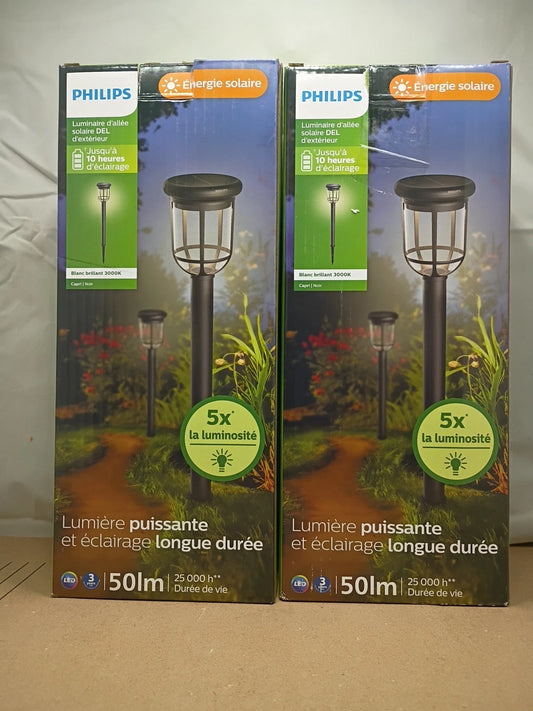 2 Pack Phillips Capri Outdoor Solar LED Path Light Black Path Light