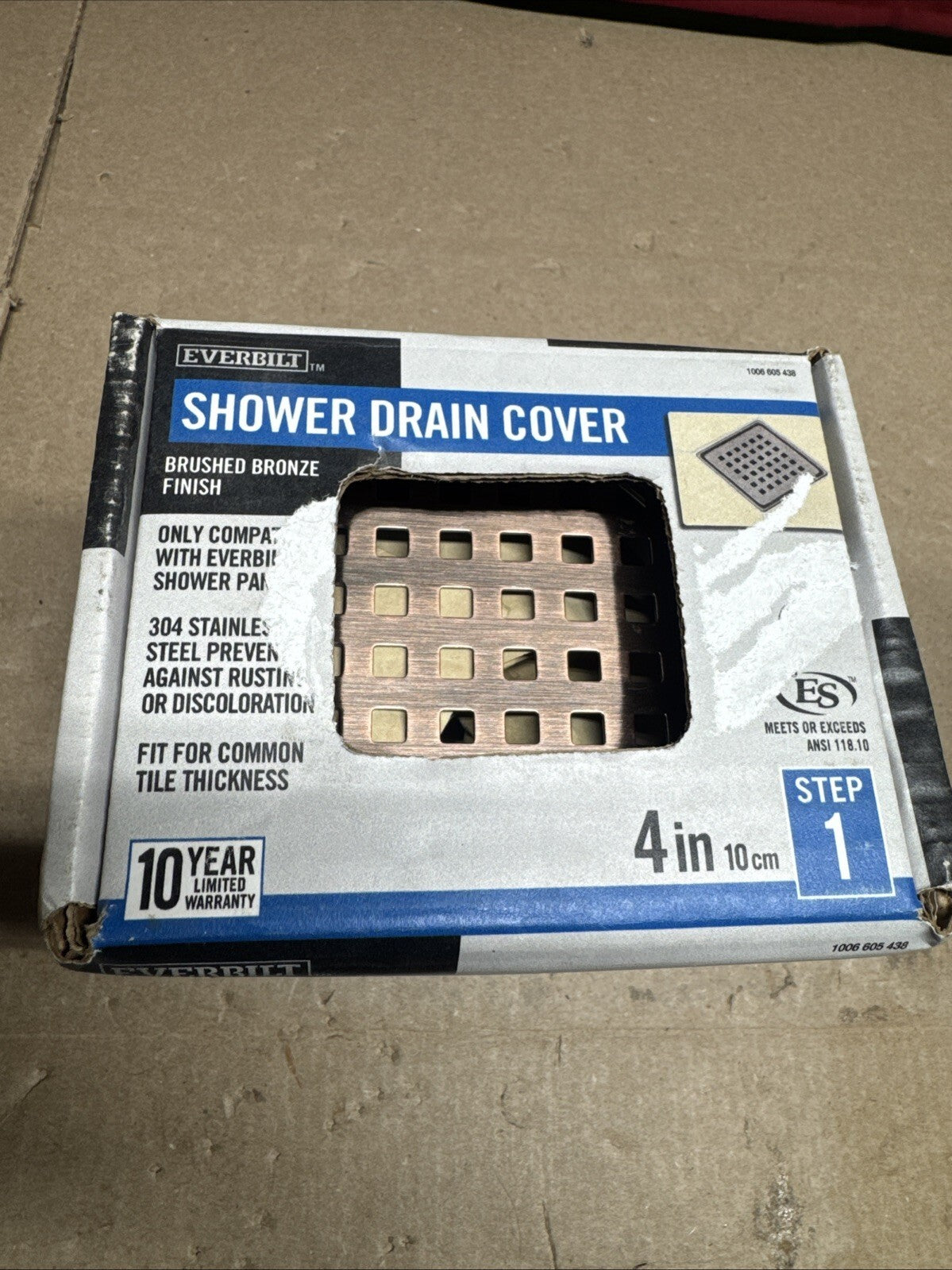 Everbilt Watershield Shower System 4 in. Bronze Square Grid Drain Grate