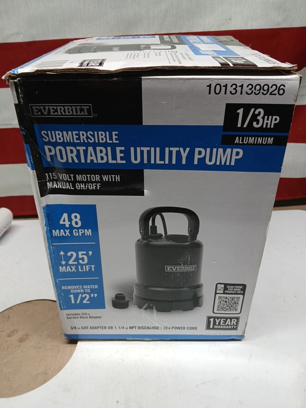 Everbilt 1/3 HP Submersible Aluminum Utility Pump