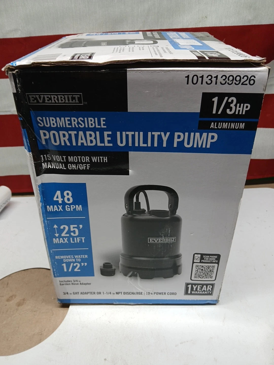 Everbilt 1/3 HP Submersible Aluminum Utility Pump