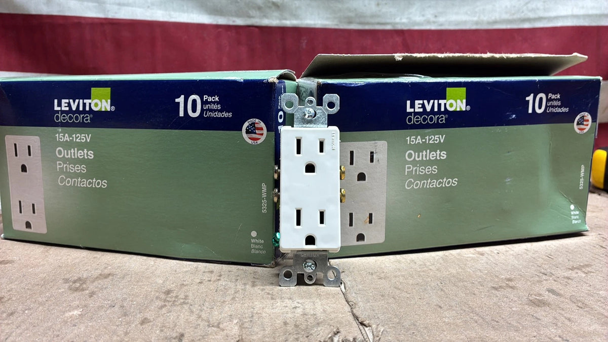 2Pack Of 10 Leviton Decora 15 Amp 125V Duplex Receptacle, White 5325-WMP