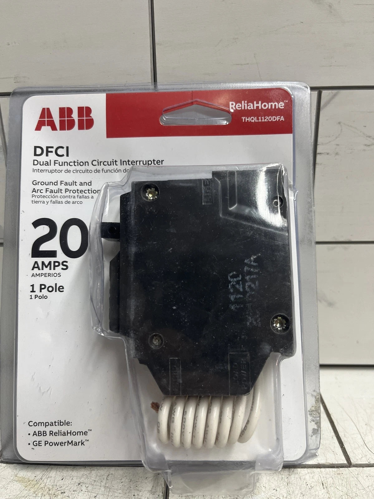 ABB 20 Amp Single-Pole Dual Function Arc Fault/GFCI Breaker (THQL1120DFA)