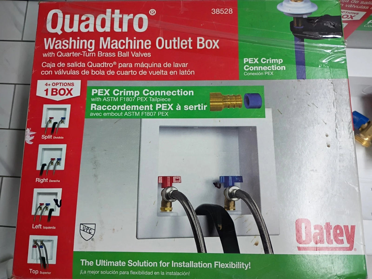 (2 Pack) Oatey Quadtro 38528 Washing Machine Outlet Box With PEX Crimp Valves OB