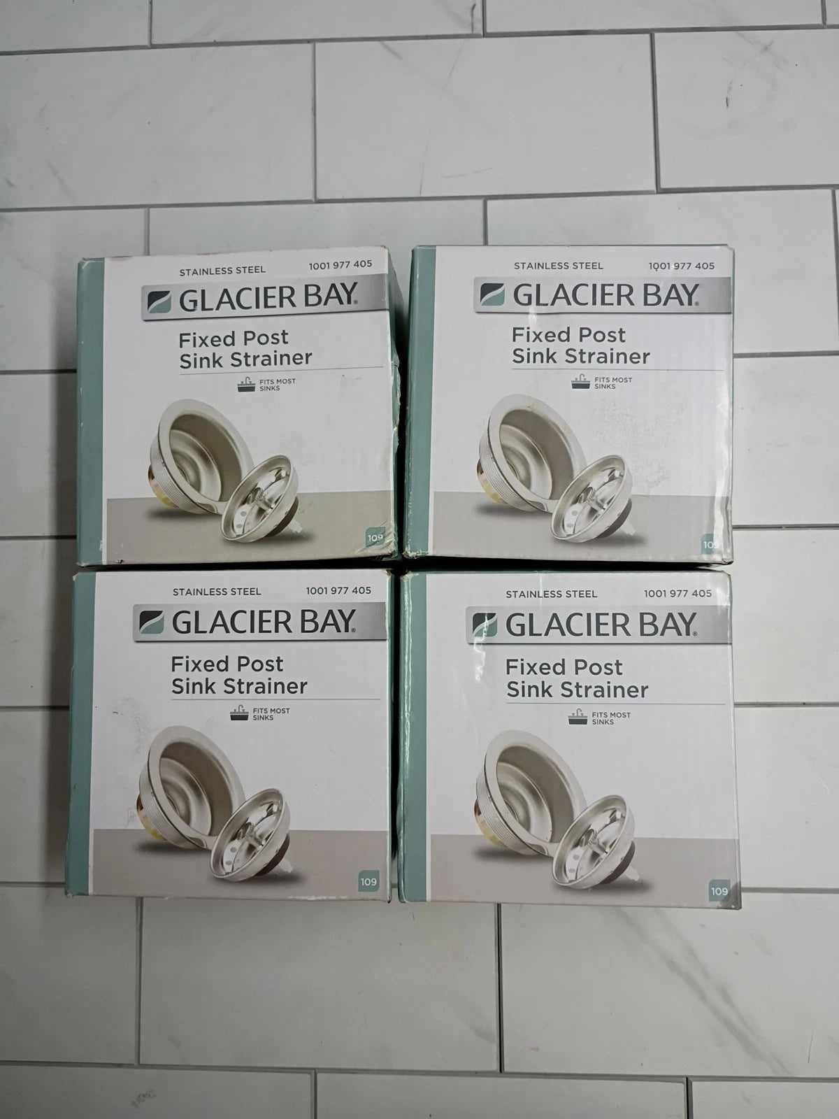 4pk Glacier Bay 1006015787 Post Kitchen Sink Strainer Brushed Stainless Steel