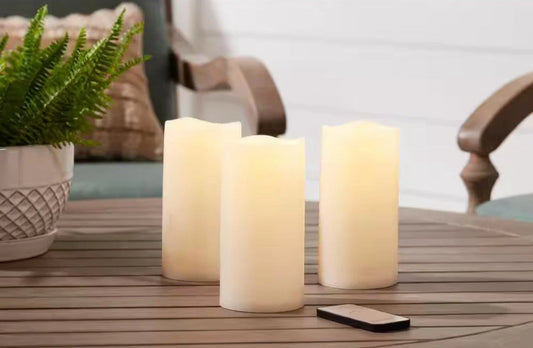 Lot Of 4 Hampton Bay Set of 3-Resin Outdoor Candles