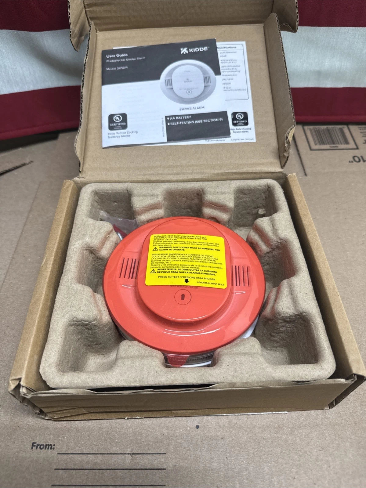 KIDDE 20SDR Photoelectric. Smoke Alarm AA Battery Powered LED Warning