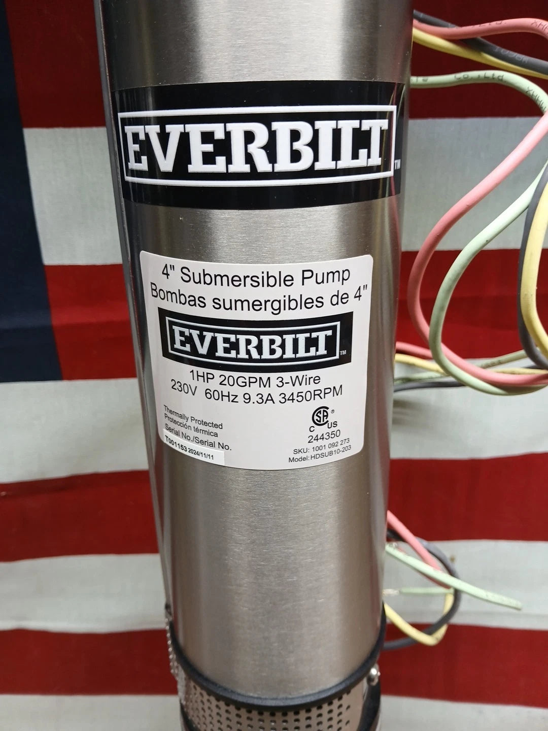 Everbilt 1 HP Submersible 3-Wire Motor 10 GPM Deep Well Potable Water Pump
