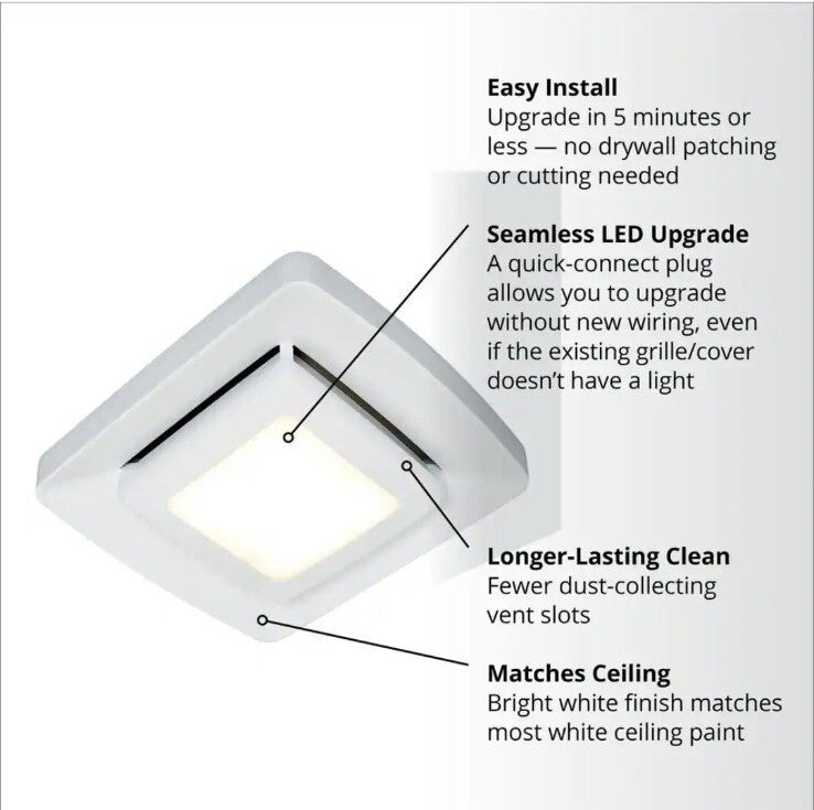Broan NuTone Bathroom Fan Replacement Cover with Light FG500N in White