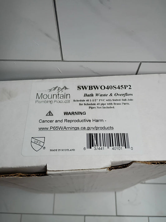 Mountain Plumbing Cable Operated Bath Waste & Overflow Drain PVC Sch 40 New OB