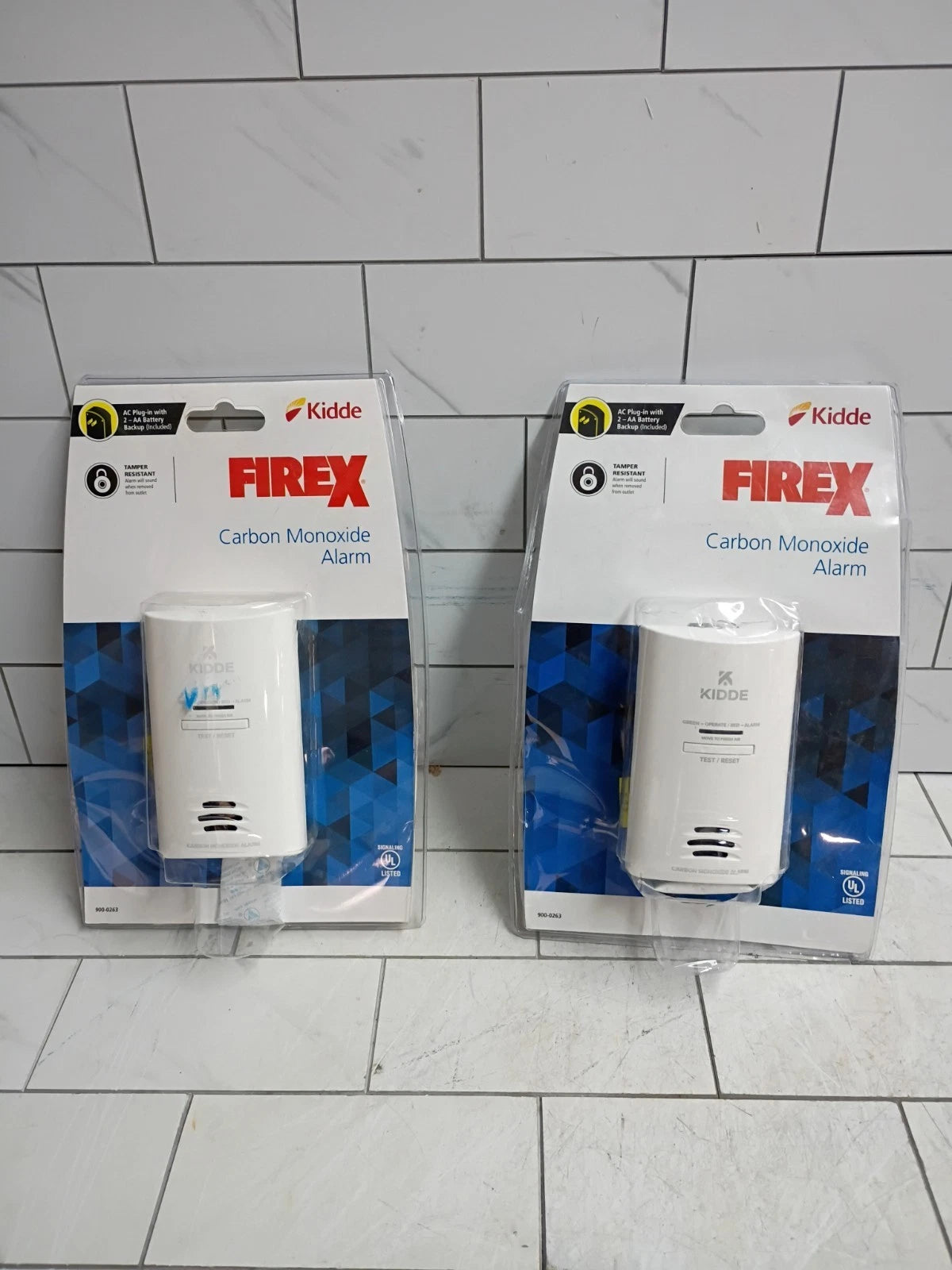 2pk Kidde Firex Plug-In Carbon Monoxide Detector, AA Battery Backup. New