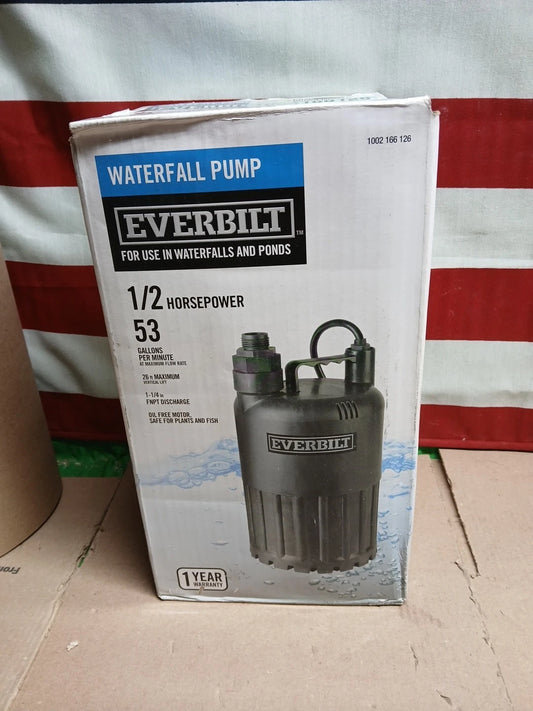 EVERBILT Waterfall & Pond Pump 1/2 HP 53 GPM 26 Ft Max Vertical Lift SUP80-HD