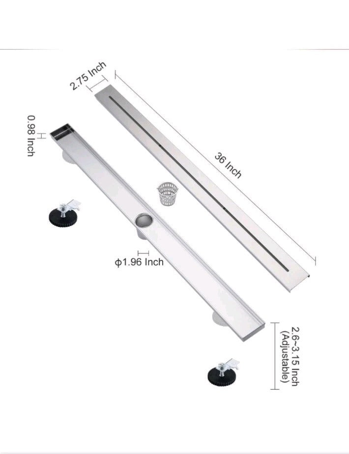 RAINLEX 36 in. Stainless Steel Linear Shower Drain with Square Pattern Drain