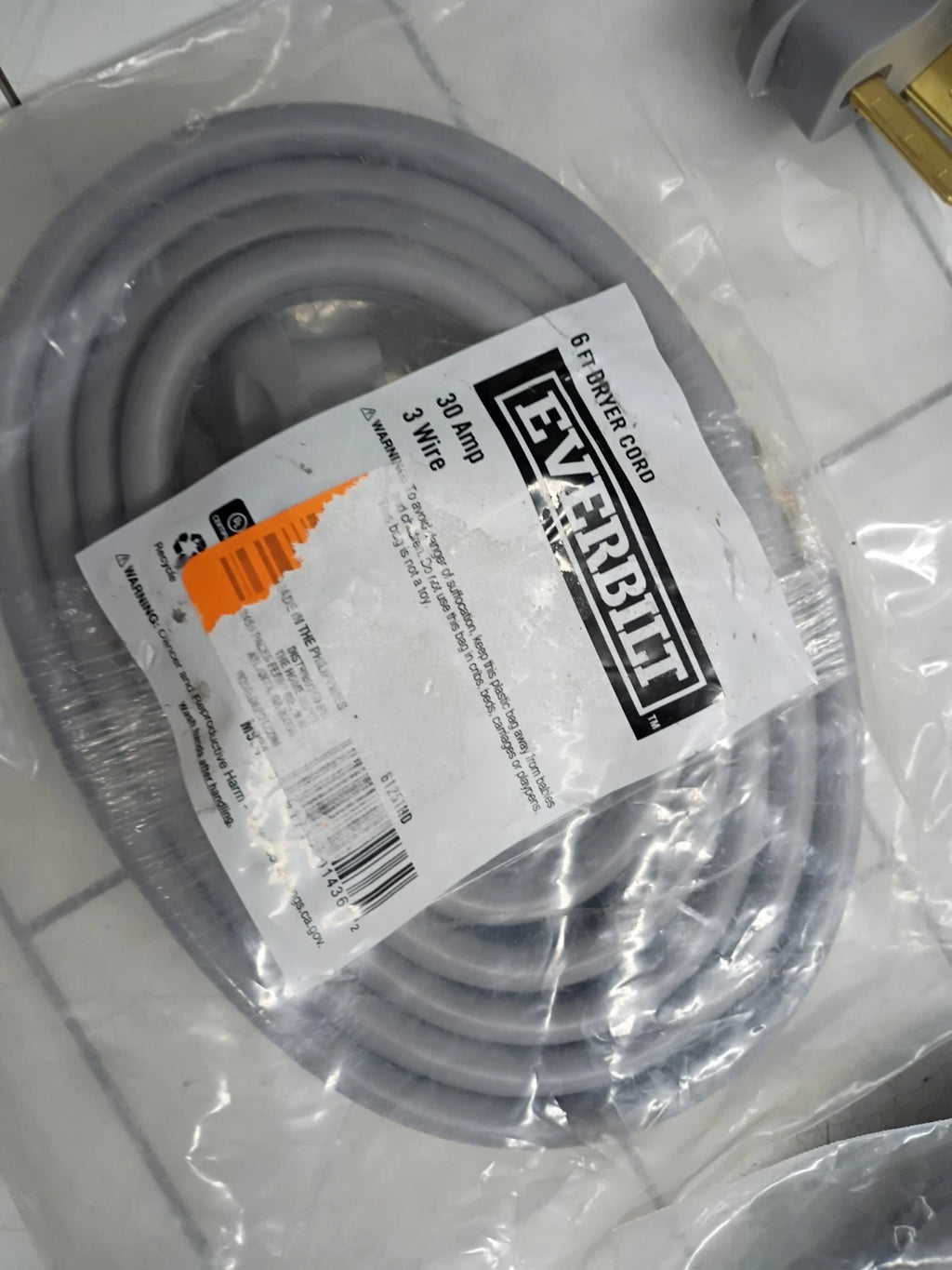 (5 Pack) Everbilt 3-Prong Dryer Power Cord 30 Amp 6ft Open Box