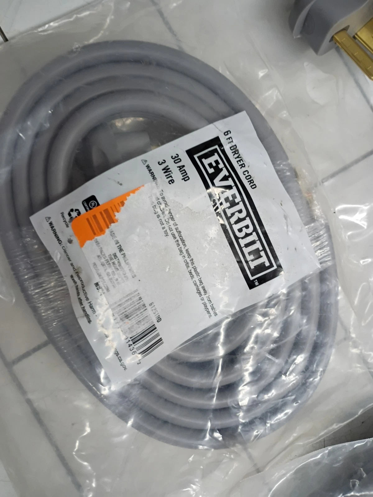(5 Pack) Everbilt 3-Prong Dryer Power Cord 30 Amp 6ft Open Box
