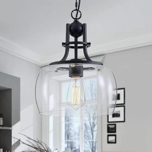 WUZUPS Chandelier H 13" * W 10", Pendant Light, Black, 10" Wide, 1-Light, OB,