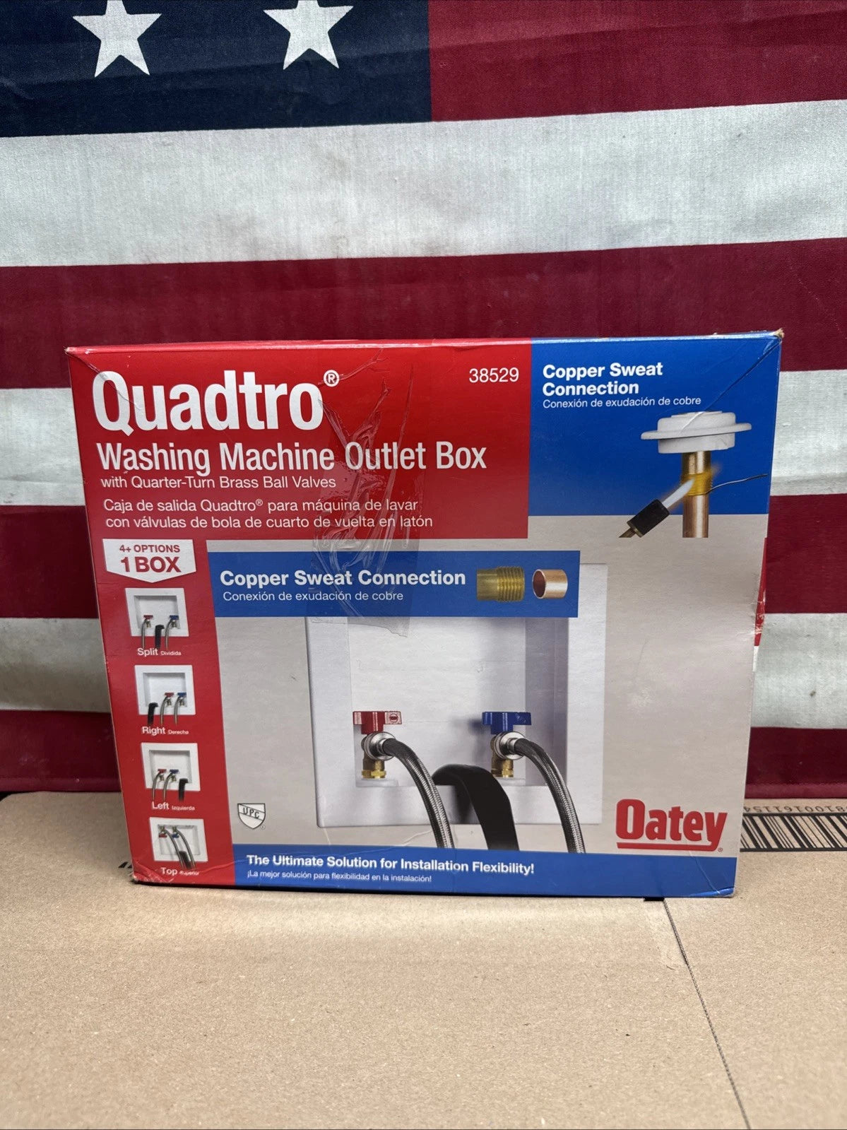 Oatey 38529 Washing Machine Center Drain Outlet Box With Valves NOB