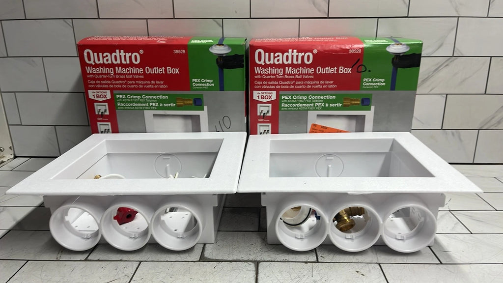 (2 Pack) Oatey Quadtro 38528 Washing Machine Outlet Box With PEX Crimp Valves OB